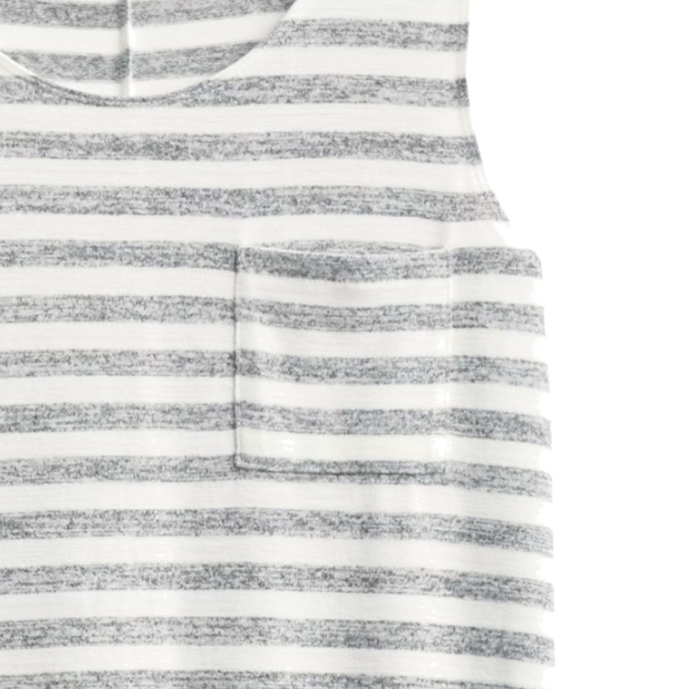 Market & Spruce White and Gray Striped Sleeveless Midi Shift Dress - Picture 3 of 8